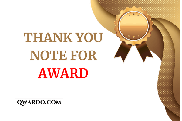 Thank You Note for Award